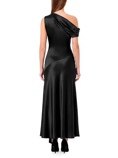 NICHOLAS Women's Sabrina Satin Off-The-Shoulder Asymmetric-Hem Evening Dress - Black | Thumbnail 4 NICHOLAS Women's Sabrina Satin Off-The-Shoulder Asymmetric-Hem Evening Dress - Black | Thumbnail 4