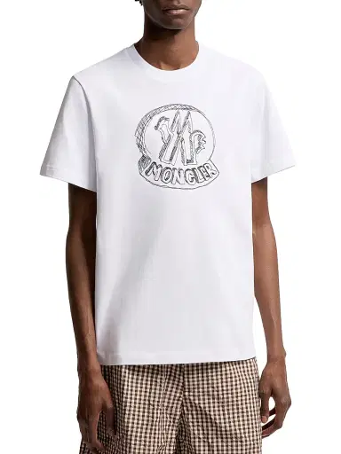 Moncler Men's Crewneck T-Shirt in Cotton - White | Thumbnail 2 Moncler Men's Crewneck T-Shirt in Cotton - White | Thumbnail 2