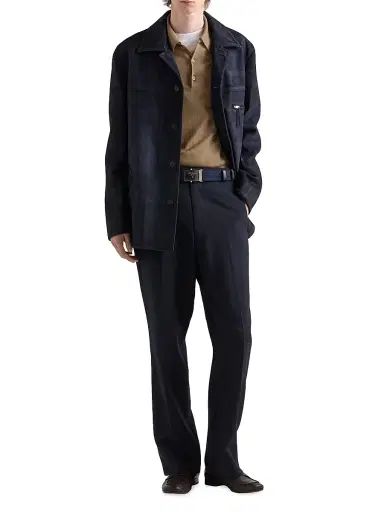 Prada Men's Wool and Silk Polo Sweater - Brown | Thumbnail 5 Prada Men's Wool and Silk Polo Sweater - Brown | Thumbnail 5
