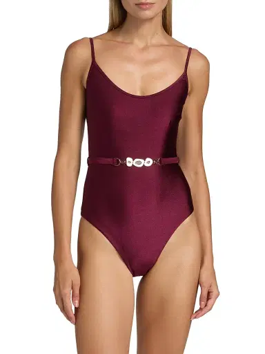 Zimmermann Women's Awaken Belted One-Piece Swimsuit - Burgundy - Size 2 | Thumbnail 3 Zimmermann Women's Awaken Belted One-Piece Swimsuit - Burgundy - Size 2 | Thumbnail 3