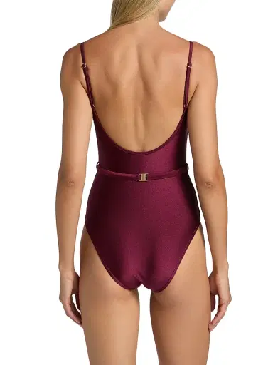 Zimmermann Women's Awaken Belted One-Piece Swimsuit - Burgundy - Size 2 | Thumbnail 4 Zimmermann Women's Awaken Belted One-Piece Swimsuit - Burgundy - Size 2 | Thumbnail 4