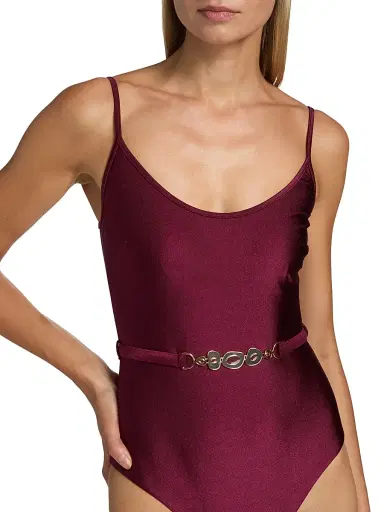 Zimmermann Women's Awaken Belted One-Piece Swimsuit - Burgundy - Size 2 | Thumbnail 5 Zimmermann Women's Awaken Belted One-Piece Swimsuit - Burgundy - Size 2 | Thumbnail 5