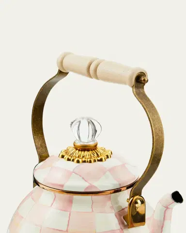 MacKenzie-Childs Rosy Check Enamel Tea Kettle, 2 Quarts | Thumbnail 2 MacKenzie-Childs Rosy Check Enamel Tea Kettle, 2 Quarts | Thumbnail 2