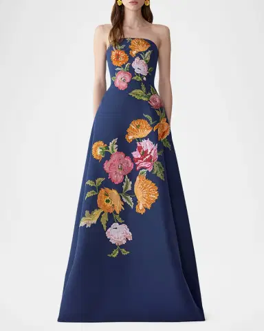 Carolina Herrera Strapless Floral Embroidered A-Line Gown | Thumbnail 5 Carolina Herrera Strapless Floral Embroidered A-Line Gown | Thumbnail 5