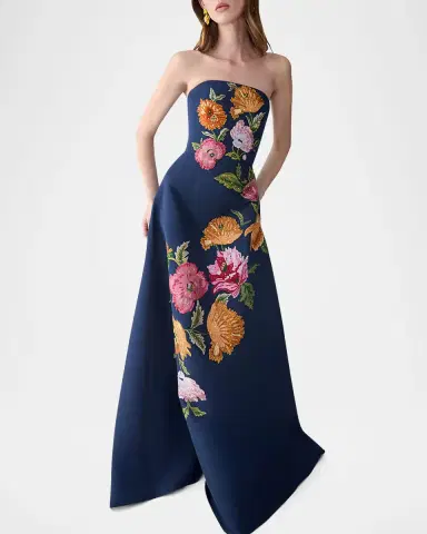Carolina Herrera Strapless Floral Embroidered A-Line Gown | Thumbnail 7 Carolina Herrera Strapless Floral Embroidered A-Line Gown | Thumbnail 7