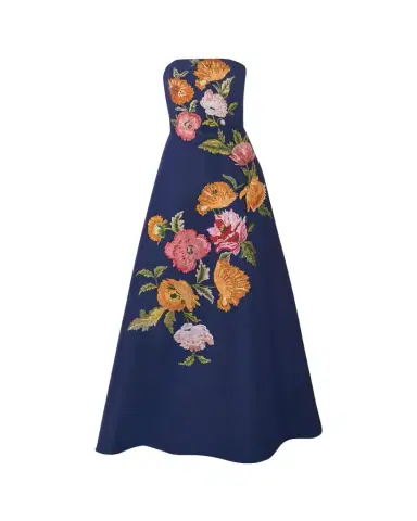 Carolina Herrera Strapless Floral Embroidered A-Line Gown | Thumbnail 1 Carolina Herrera Strapless Floral Embroidered A-Line Gown | Thumbnail 1