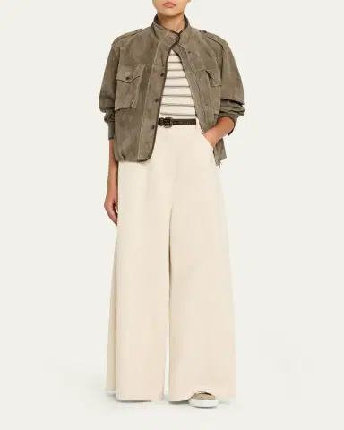 Brunello Cucinelli Couture Suede Utility Jacket With Contrast Leather Piping | Thumbnail 2 Brunello Cucinelli Couture Suede Utility Jacket With Contrast Leather Piping | Thumbnail 2