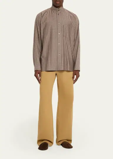 Homme Plisse Issey Miyake Men's Stripe Band Collar Button-Down Shirt | Thumbnail 2 Homme Plisse Issey Miyake Men's Stripe Band Collar Button-Down Shirt | Thumbnail 2