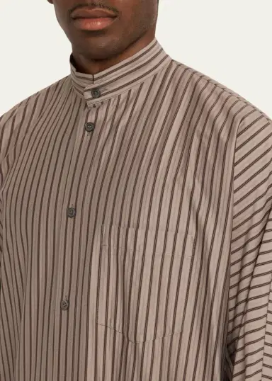 Homme Plisse Issey Miyake Men's Stripe Band Collar Button-Down Shirt | Thumbnail 5 Homme Plisse Issey Miyake Men's Stripe Band Collar Button-Down Shirt | Thumbnail 5