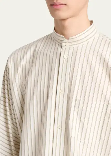 Homme Plisse Issey Miyake Men's Stripe Band Collar Button-Down Shirt | Thumbnail 9 Homme Plisse Issey Miyake Men's Stripe Band Collar Button-Down Shirt | Thumbnail 9