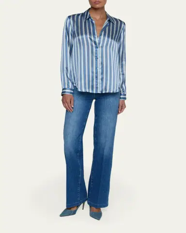 L'AGENCE Tyler Striped Silk Button-Front Blouse | Thumbnail 2 L'AGENCE Tyler Striped Silk Button-Front Blouse | Thumbnail 2