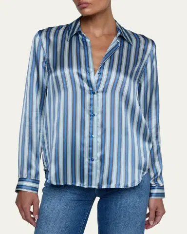 L'AGENCE Tyler Striped Silk Button-Front Blouse | Thumbnail 4 L'AGENCE Tyler Striped Silk Button-Front Blouse | Thumbnail 4