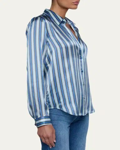 L'AGENCE Tyler Striped Silk Button-Front Blouse | Thumbnail 5 L'AGENCE Tyler Striped Silk Button-Front Blouse | Thumbnail 5