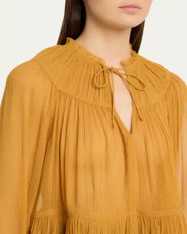 Ulla Johnson Leandra Pleated Silk Chiffon Blouse | Thumbnail 5 Ulla Johnson Leandra Pleated Silk Chiffon Blouse | Thumbnail 5