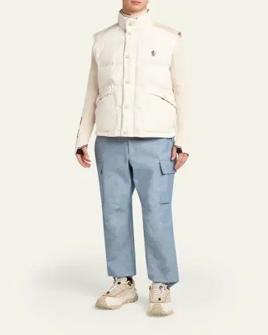 Moncler Grenoble Men's Suede Yoke Padded Vest | Thumbnail 2 Moncler Grenoble Men's Suede Yoke Padded Vest | Thumbnail 2