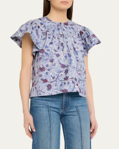 Ulla Johnson Perline Printed Silk Blouse | Thumbnail 4 Ulla Johnson Perline Printed Silk Blouse | Thumbnail 4