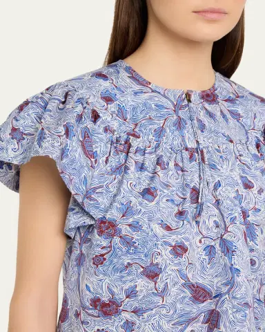 Ulla Johnson Perline Printed Silk Blouse | Thumbnail 5 Ulla Johnson Perline Printed Silk Blouse | Thumbnail 5