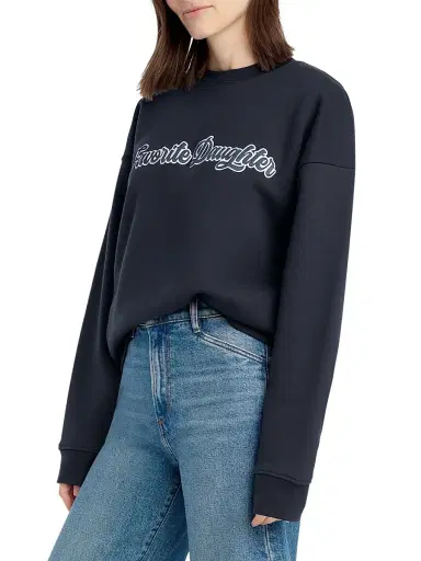 Favorite Daughter Women's The Varsity Logo-Embroidered Sweatshirt - Navy White - Size Small | Thumbnail 4 Favorite Daughter Women's The Varsity Logo-Embroidered Sweatshirt - Navy White - Size Small | Thumbnail 4