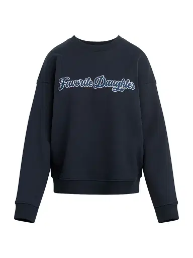 Favorite Daughter Women's The Varsity Logo-Embroidered Sweatshirt - Navy White - Size Small | Thumbnail 1 Favorite Daughter Women's The Varsity Logo-Embroidered Sweatshirt - Navy White - Size Small | Thumbnail 1