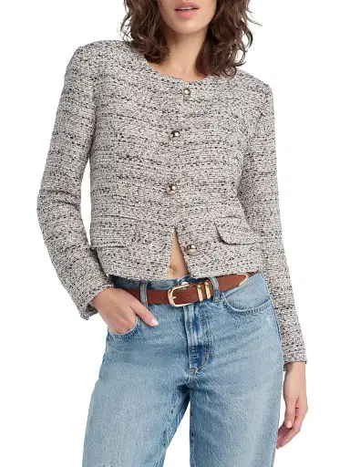 Favorite Daughter Women's The Lady Tweed Collarless Jacket - Pink Tweed - Size Large | Thumbnail 3 Favorite Daughter Women's The Lady Tweed Collarless Jacket - Pink Tweed - Size Large | Thumbnail 3