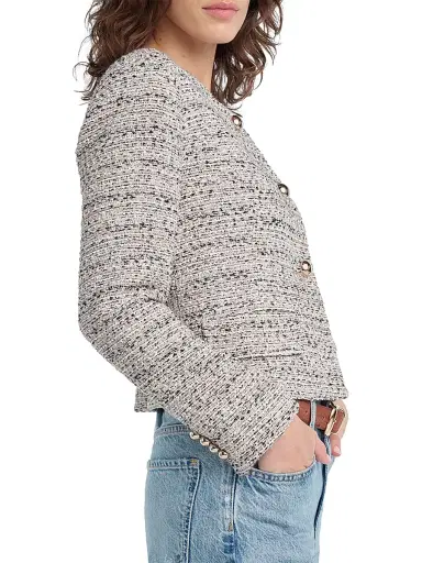 Favorite Daughter Women's The Lady Tweed Collarless Jacket - Pink Tweed - Size Large | Thumbnail 4 Favorite Daughter Women's The Lady Tweed Collarless Jacket - Pink Tweed - Size Large | Thumbnail 4