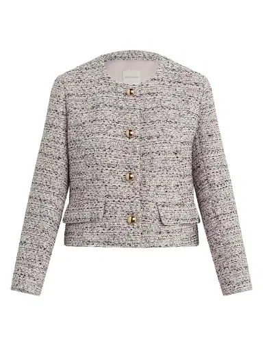 Favorite Daughter Women's The Lady Tweed Collarless Jacket - Pink Tweed - Size Large | Thumbnail 1 Favorite Daughter Women's The Lady Tweed Collarless Jacket - Pink Tweed - Size Large | Thumbnail 1