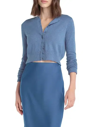 Favorite Daughter Women's Rebecca Cashmere Crop Cardigan - River Blue - Size Large | Thumbnail 2 Favorite Daughter Women's Rebecca Cashmere Crop Cardigan - River Blue - Size Large | Thumbnail 2