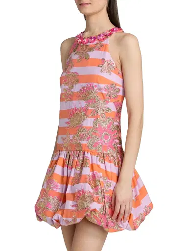 Lilly Pulitzer Women's Ashlynn Stripe Jacquard Minidress - Papaya Metallic Floral | Thumbnail 4 Lilly Pulitzer Women's Ashlynn Stripe Jacquard Minidress - Papaya Metallic Floral | Thumbnail 4