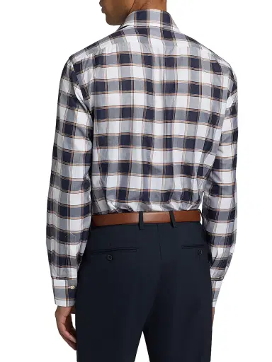 Kiton Men's Bold Plaid Cotton Shirt - Brown | Thumbnail 5 Kiton Men's Bold Plaid Cotton Shirt - Brown | Thumbnail 5