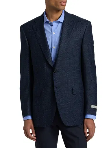 Canali Men's Siena Stepweave Wool Sport Coat - Dark Blue | Thumbnail 3 Canali Men's Siena Stepweave Wool Sport Coat - Dark Blue | Thumbnail 3