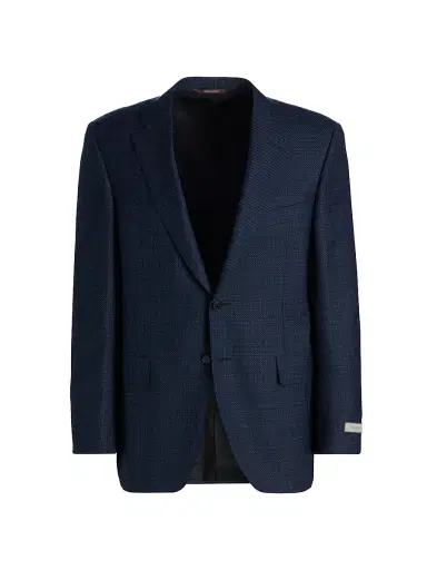 Canali Men's Siena Stepweave Wool Sport Coat - Dark Blue | Thumbnail 1 Canali Men's Siena Stepweave Wool Sport Coat - Dark Blue | Thumbnail 1