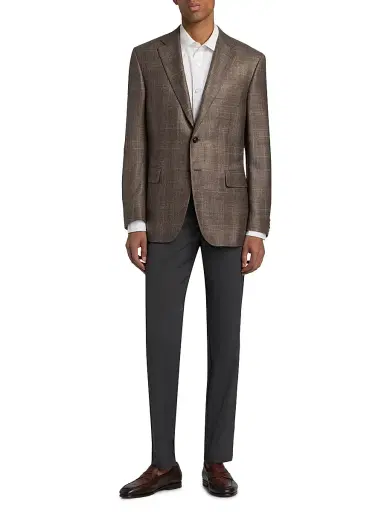 Canali Men's Siena Tonal Plaid Silk-Cashmere Sport Coat - Light Brown - Size 42 | Thumbnail 2 Canali Men's Siena Tonal Plaid Silk-Cashmere Sport Coat - Light Brown - Size 42 | Thumbnail 2