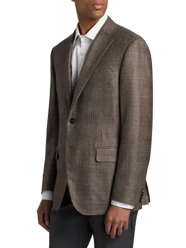 Canali Men's Siena Tonal Plaid Silk-Cashmere Sport Coat - Light Brown - Size 42 | Thumbnail 4 Canali Men's Siena Tonal Plaid Silk-Cashmere Sport Coat - Light Brown - Size 42 | Thumbnail 4