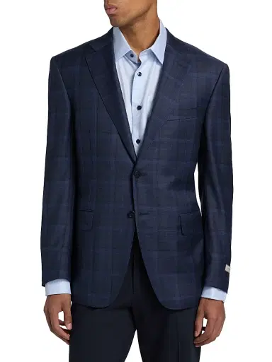 Canali Men's Siena Plaid Wool Sport Coat - Blue | Thumbnail 3 Canali Men's Siena Plaid Wool Sport Coat - Blue | Thumbnail 3