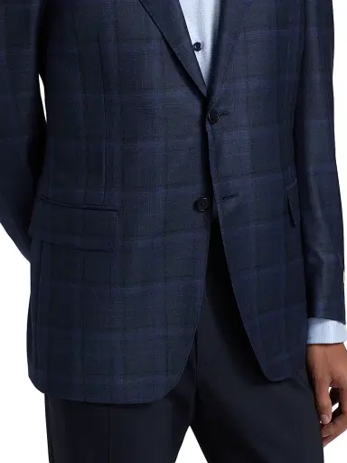 Canali Men's Siena Plaid Wool Sport Coat - Blue | Thumbnail 6 Canali Men's Siena Plaid Wool Sport Coat - Blue | Thumbnail 6
