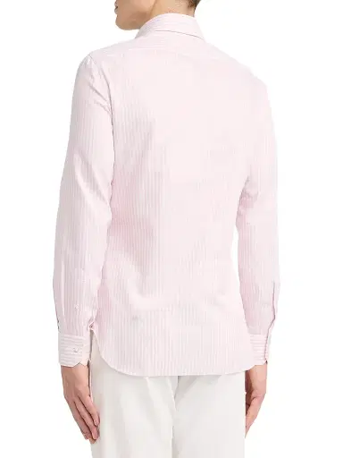 Isaia Men's Faded Bengal Stripe Cotton Shirt - White Pink | Thumbnail 5 Isaia Men's Faded Bengal Stripe Cotton Shirt - White Pink | Thumbnail 5