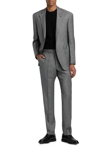 Emporio Armani Men's Double-Windowpane Plaid Wool Suit - Black White Check - Size 42 | Thumbnail 2 Emporio Armani Men's Double-Windowpane Plaid Wool Suit - Black White Check - Size 42 | Thumbnail 2