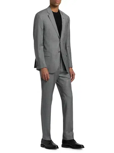 Emporio Armani Men's Double-Windowpane Plaid Wool Suit - Black White Check - Size 42 | Thumbnail 4 Emporio Armani Men's Double-Windowpane Plaid Wool Suit - Black White Check - Size 42 | Thumbnail 4
