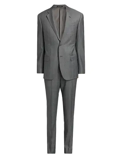 Emporio Armani Men's Double-Windowpane Plaid Wool Suit - Black White Check - Size 42 | Thumbnail 1 Emporio Armani Men's Double-Windowpane Plaid Wool Suit - Black White Check - Size 42 | Thumbnail 1