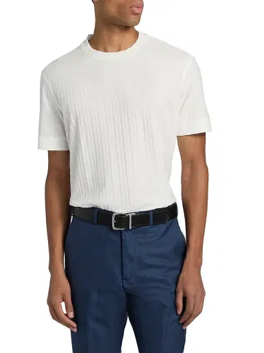 Emporio Armani Men's Textured Geometric-Print Cotton T-Shirt - White - Size XXL | Thumbnail 3 Emporio Armani Men's Textured Geometric-Print Cotton T-Shirt - White - Size XXL | Thumbnail 3