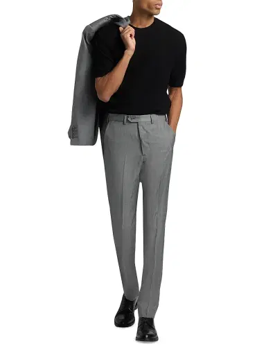 Emporio Armani Men's Tonal Honeycomb Wool Crewneck Sweater - Black - Size XL | Thumbnail 2 Emporio Armani Men's Tonal Honeycomb Wool Crewneck Sweater - Black - Size XL | Thumbnail 2