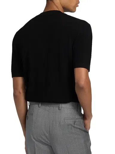 Emporio Armani Men's Tonal Honeycomb Wool Crewneck Sweater - Black - Size XL | Thumbnail 5 Emporio Armani Men's Tonal Honeycomb Wool Crewneck Sweater - Black - Size XL | Thumbnail 5