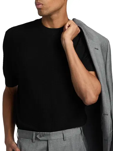 Emporio Armani Men's Tonal Honeycomb Wool Crewneck Sweater - Black - Size XL | Thumbnail 6 Emporio Armani Men's Tonal Honeycomb Wool Crewneck Sweater - Black - Size XL | Thumbnail 6