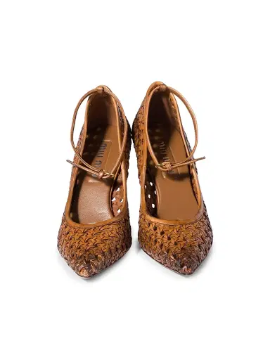 Miu Miu Women's Woven Leather Pumps | Thumbnail 2 Miu Miu Women's Woven Leather Pumps | Thumbnail 2