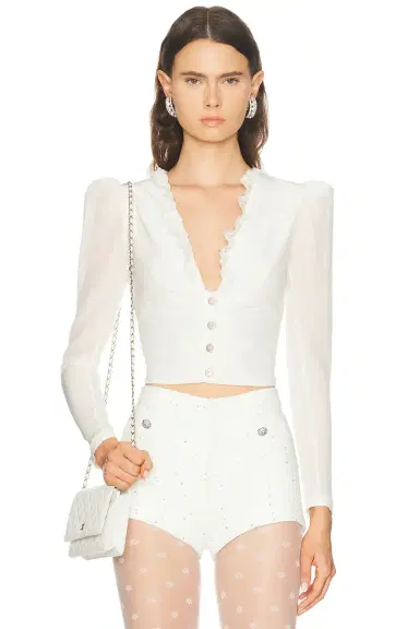 Alessandra Rich Long Sleeve Top | Thumbnail 1 Alessandra Rich Long Sleeve Top | Thumbnail 1