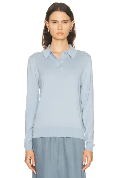 ENZA COSTA Silk Knit Polo Sweater | Thumbnail 1 ENZA COSTA Silk Knit Polo Sweater | Thumbnail 1