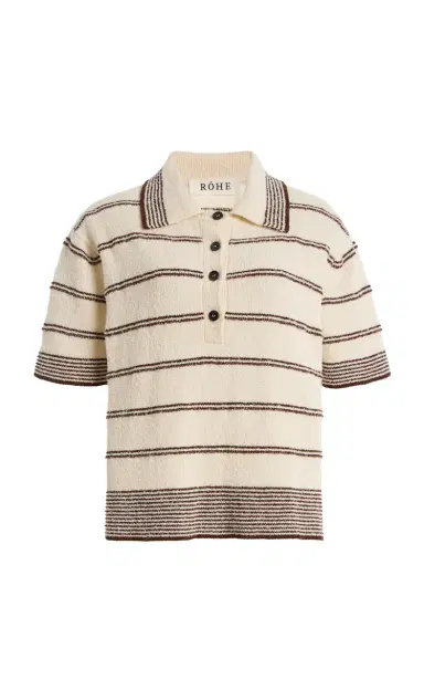 Róhe Striped Cotton-Blend Terry Cloth Polo Shirt | Thumbnail 1 Róhe Striped Cotton-Blend Terry Cloth Polo Shirt | Thumbnail 1