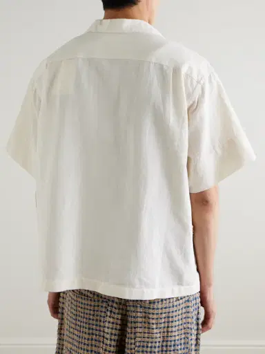 Story Mfg. Greetings Oversized Camp-Collar Appliquéd Organic Cotton Shirt - Men | Thumbnail 4 Story Mfg. Greetings Oversized Camp-Collar Appliquéd Organic Cotton Shirt - Men | Thumbnail 4