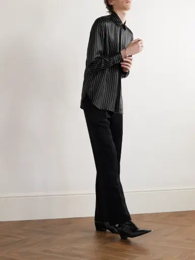 Saint Laurent Pinstriped Silk-Satin Shirt - Men | Thumbnail 2 Saint Laurent Pinstriped Silk-Satin Shirt - Men | Thumbnail 2