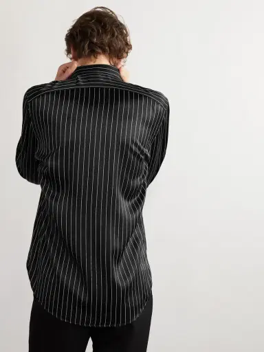 Saint Laurent Pinstriped Silk-Satin Shirt - Men | Thumbnail 3 Saint Laurent Pinstriped Silk-Satin Shirt - Men | Thumbnail 3